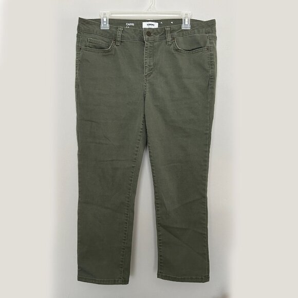 SONOMA Capri Crop Stretch Ladies Olive Green Soft Jeans. Size 14. Zip Pockets - Picture 2 of 12